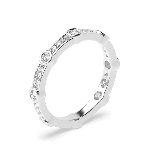Bezel Setting Round White Gold Full Eternity Diamond Rings