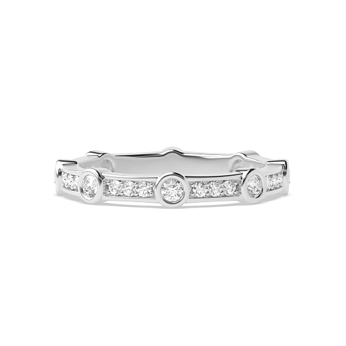 Bezel Setting Round White Gold Full Eternity Diamond Rings