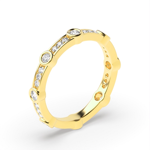 Bezel Setting Round Yellow Gold Eternity Diamond Rings