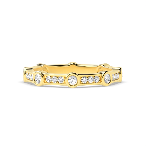 Bezel Setting Round Yellow Gold Eternity Diamond Rings