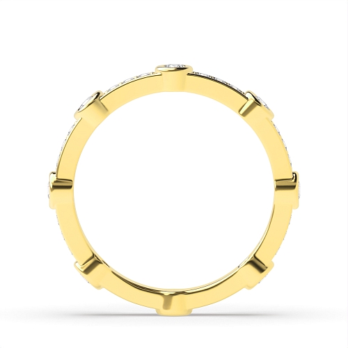 Bezel Setting Round Yellow Gold Eternity Diamond Rings