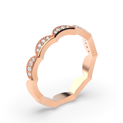 Pave Setting Round Rose Gold Cresent moon shaped Eternity Diamond Rings