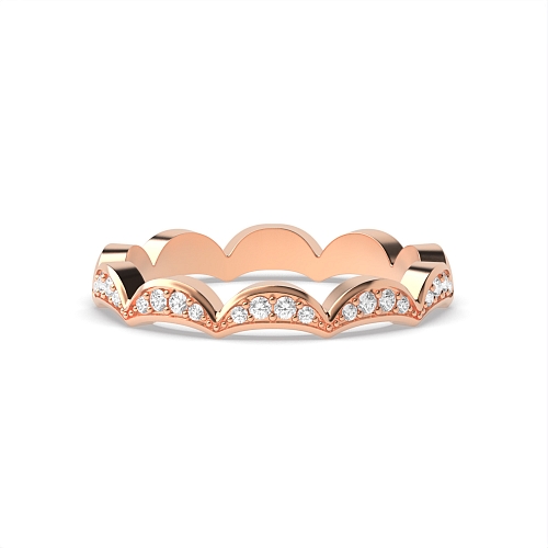 Pave Setting Round Rose Gold Cresent moon shaped Eternity Diamond Rings