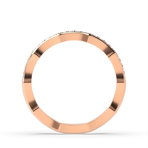 Pave Setting Round Rose Gold Cresent moon shaped Eternity Diamond Rings