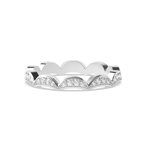 Pave Setting Round Cresent moon shaped Eternity Diamond Rings