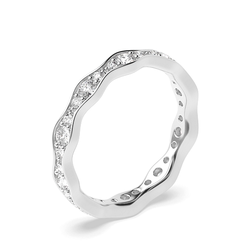 Pave Setting Round White Gold Wavy Full Eternity Diamond Rings