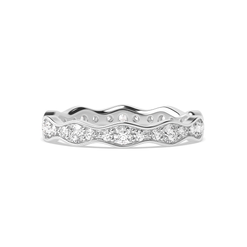 Pave Setting Round White Gold Wavy Full Eternity Diamond Rings