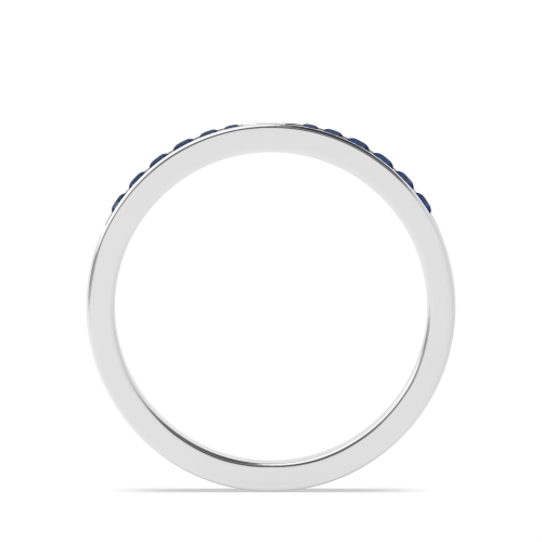 Channel Setting Round Blue Sapphire Half Eternity Diamond Ring