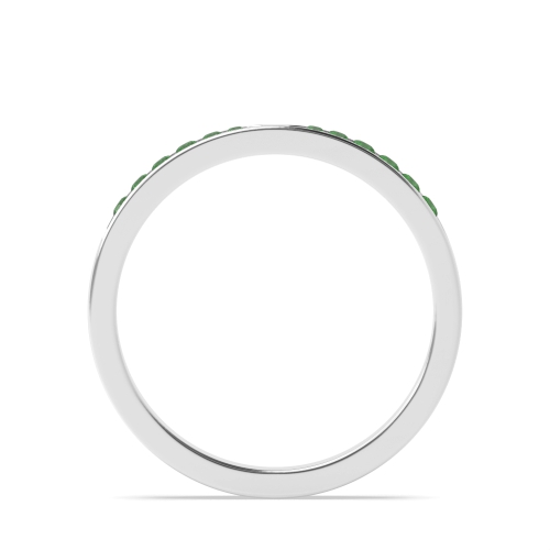 Channel Setting Round Emerald Half Eternity Diamond Ring