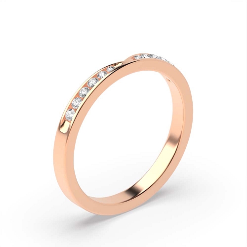 Channel Setting Round Rose Gold Curved Eternity Diamond Rings