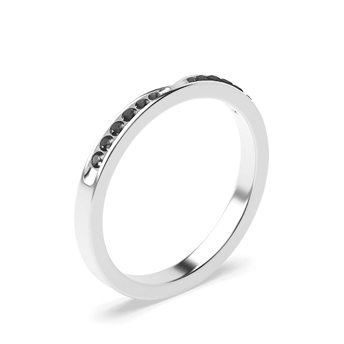 Channel Setting Round Curved Black Eternity Diamond Rings