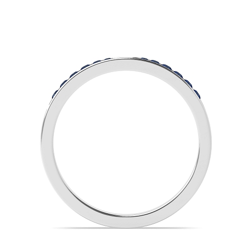 Channel Setting Round curved Blue Sapphire Half Eternity Diamond Ring