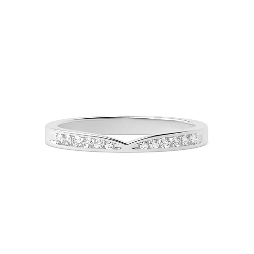 Channel Setting Round Platinum curved Half Eternity Wedding Band