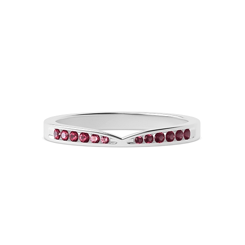 Channel Setting Round Curved Ruby Diamond Rings
