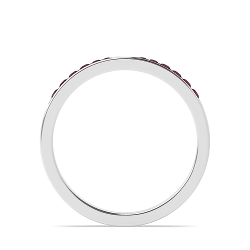 Channel Setting Round Curved Ruby Diamond Rings