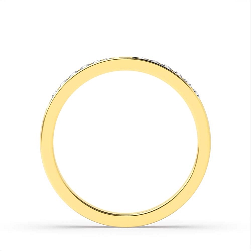 Channel Setting Round Yellow Gold curved Half Eternity Wedding Band