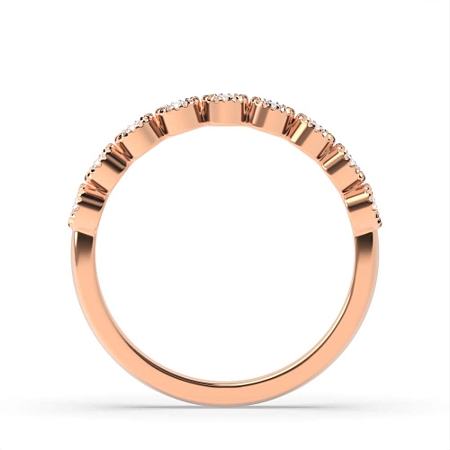 Bezel Setting Round Rose Gold Milligrain Eternity Diamond Rings
