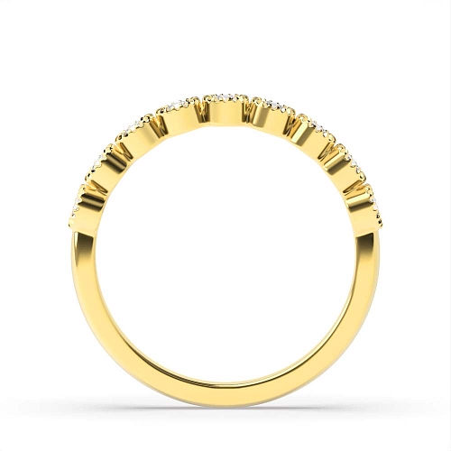 Bezel Setting Round Yellow Gold Milligrain Eternity Diamond Rings