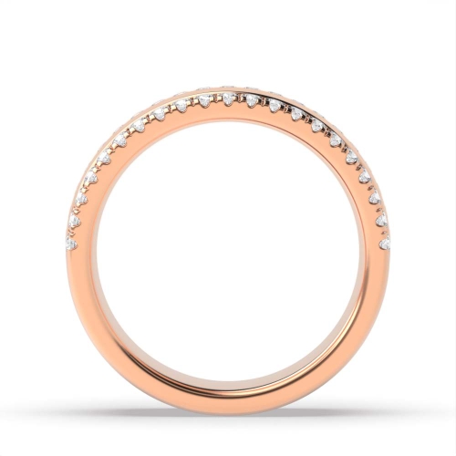 Pave Setting Round Rose Gold Three section 2 row Eternity Diamond Rings