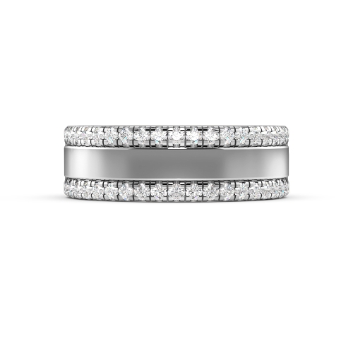 Pave Setting Round Three section 2 row Moissanite Eternity Diamond Rings