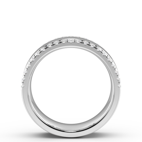 Pave Setting Round Three section 2 row Moissanite Eternity Diamond Rings