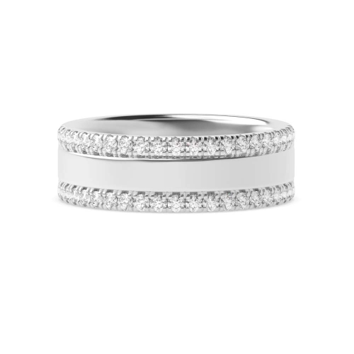Pave Setting Round Platinum Three section 2 row Eternity Diamond Rings