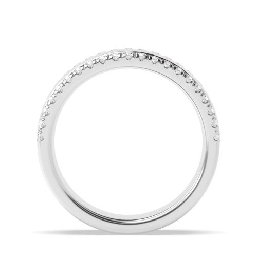 Pave Setting Round Platinum Three section 2 row Eternity Diamond Rings