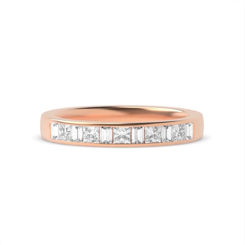 Channel Setting Princess Rose Gold Half Eternity Diamond Ring