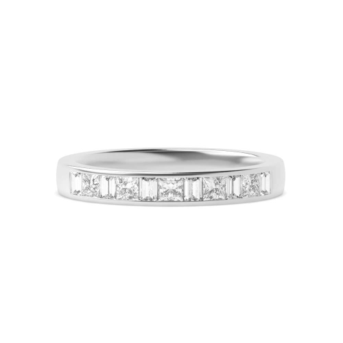 Channel Setting Princess Silver Half Eternity Diamond Ring