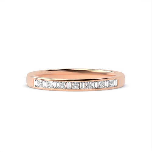 Channel Setting Princess/Baguette Rose Gold classic alternate Eternity Diamond Rings