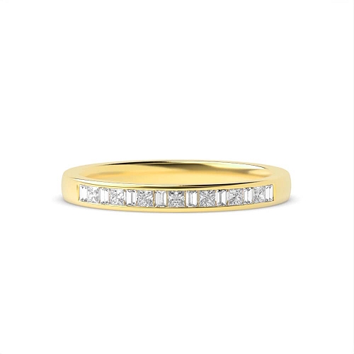 Channel Setting Princess/Baguette Yellow Gold classic alternate Diamond Rings