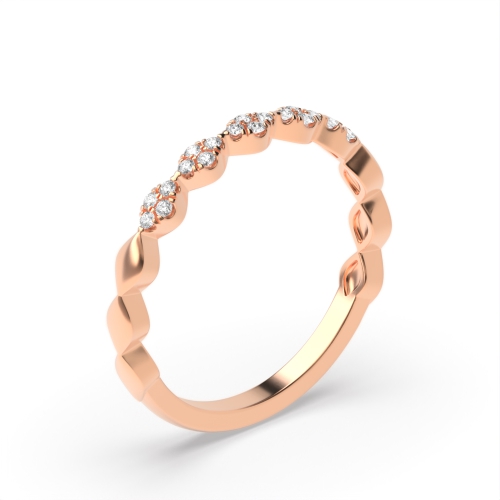 Pave Setting Round Rose Gold leaf-like Eternity Diamond Rings