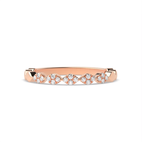 Pave Setting Round Rose Gold leaf-like Eternity Diamond Rings