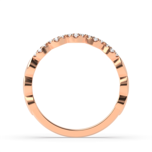 Pave Setting Round Rose Gold leaf-like Eternity Diamond Rings