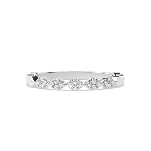 Pave Setting Round leaf-like Eternity Diamond Rings