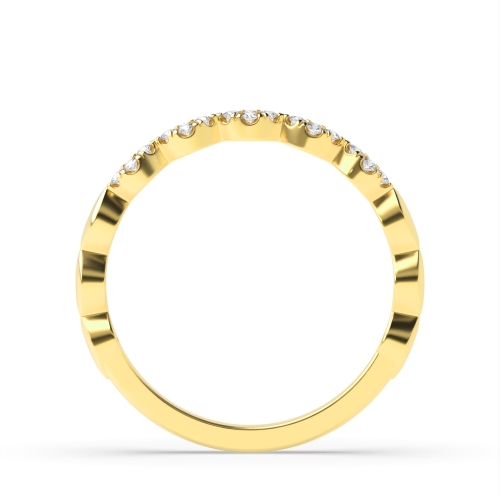 Pave Setting Round Yellow Gold leaf-like Eternity Diamond Rings