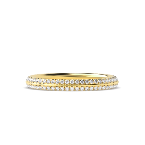 Pave Setting Round Yellow Gold Full Eternity Diamond Ring
