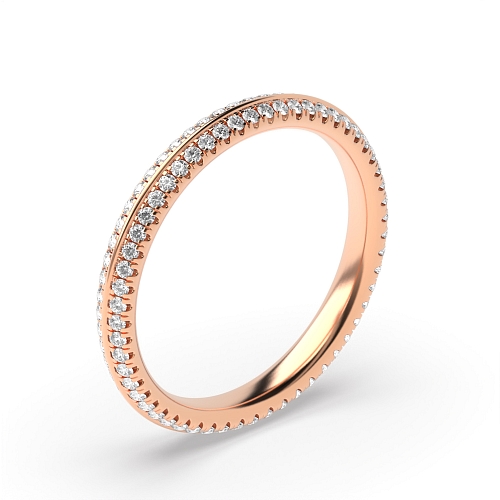 Pave Setting Round Rose Gold Knife edge Full Eternity Diamond Rings