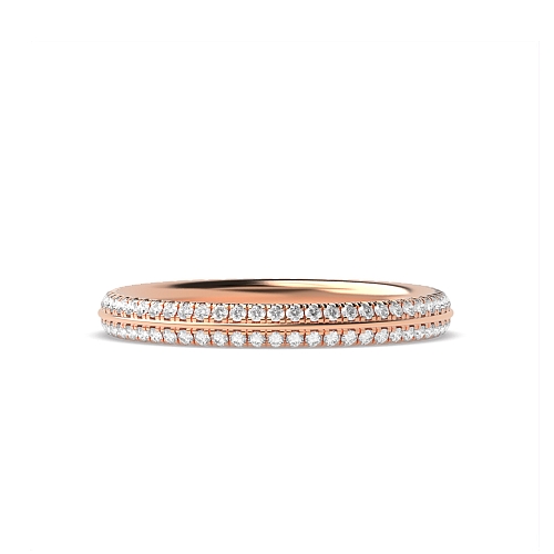 Pave Setting Round Rose Gold Knife edge Full Eternity Diamond Rings
