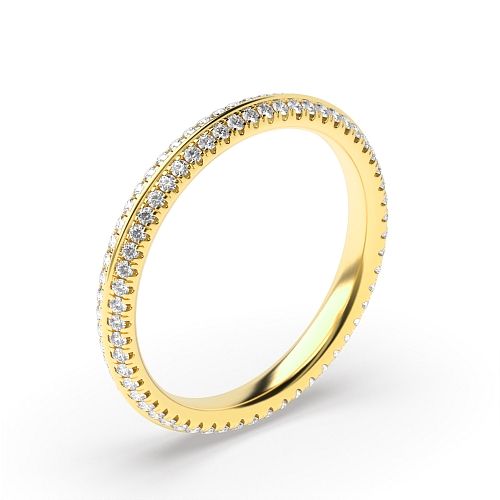 Pave Setting Round Yellow Gold Knife edge Diamond Rings