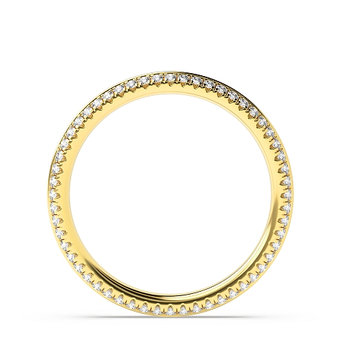 Pave Setting Round Yellow Gold Knife edge Diamond Rings