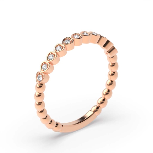 Pave Setting Round Rose Gold Heart shaped Diamond Rings