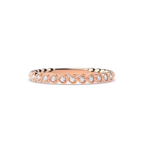 Pave Setting Round Rose Gold Heart shaped Diamond Rings