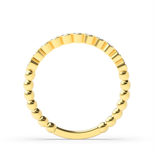 Pave Setting Round Yellow Gold Heart shaped Band Diamond Rings