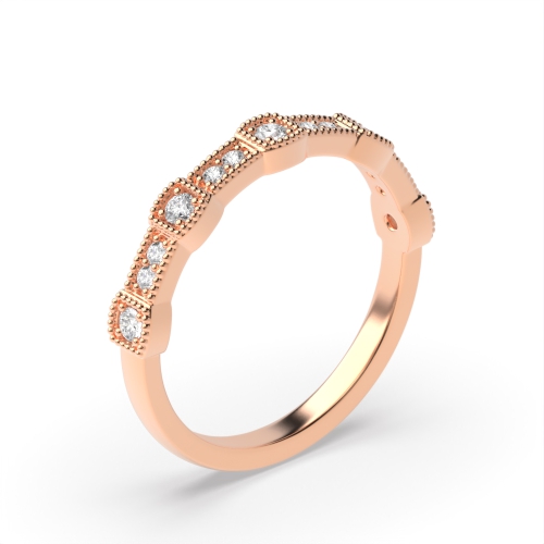 Pave Setting Miligrain Station Style Diamond Half Eternity Wedding Ring (3.20mm)
