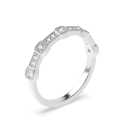 Pave Setting Miligrain Station Style Diamond Half Eternity Wedding Ring (3.20mm)
