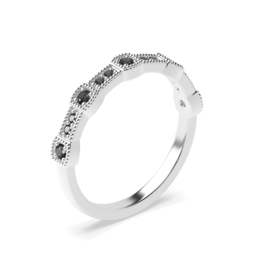 Pave Setting Round Milligrains designer Black Eternity Diamond Rings