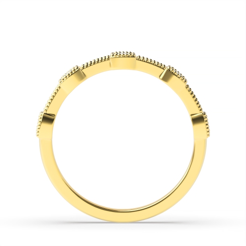Pave Setting Round Yellow Gold Milligrains designer Diamond Rings