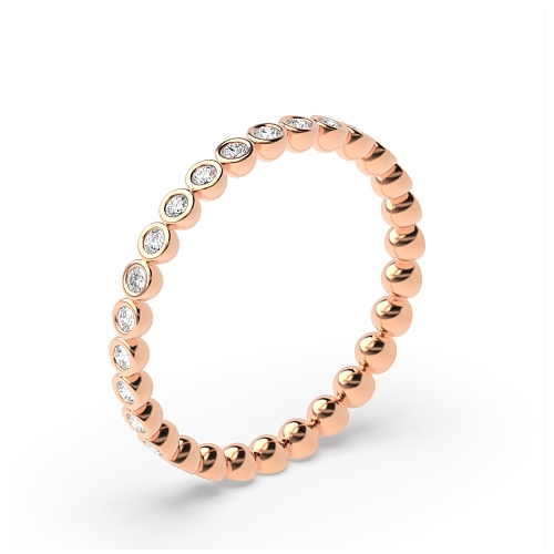 Bezel Setting Round Rose Gold Petite Full Eternity Diamond Rings