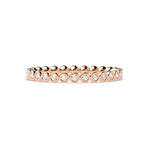 Bezel Setting Round Rose Gold Petite Full Eternity Diamond Rings